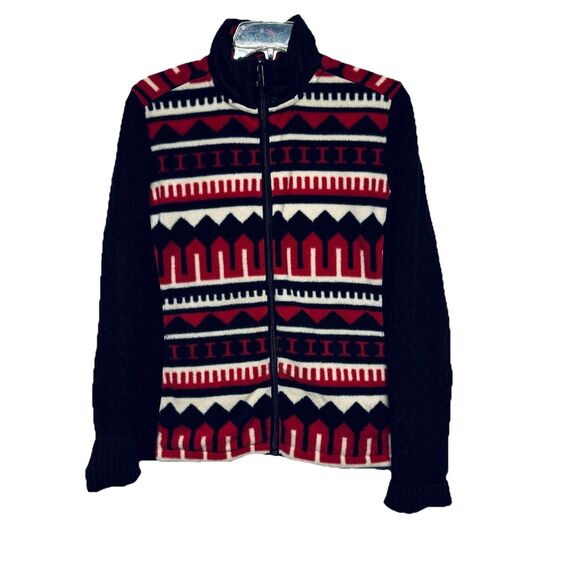 LRL Ralph Lauren Active Aztec Red & Black Full Zip Fleece / Sweater Women's L - Picture 1 of 5